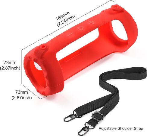 Silicone Case Cover Compatible with JBL Flip 7 Case Portable Wireless Speaker Subwoofer Resistant Drop Crash Adjustable Shoulder Strap Mountaineering Hiking Outdoor Travel Carrying (Black) in Kuwait