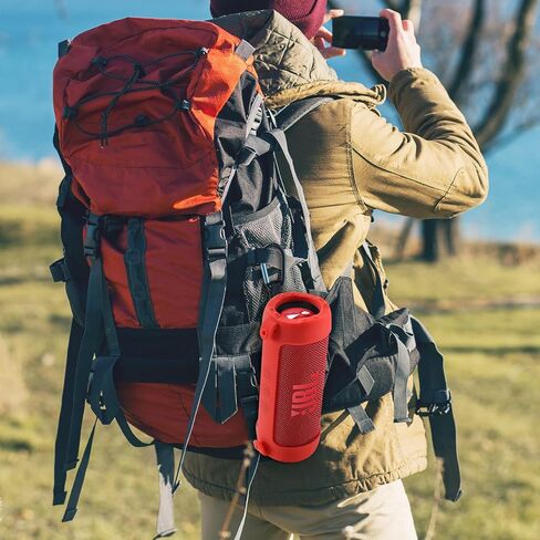 Silicone Case Cover Compatible with JBL Flip 7 Case Portable Wireless Speaker Subwoofer Resistant Drop Crash Adjustable Shoulder Strap Mountaineering Hiking Outdoor Travel Carrying (Black) in Kuwait