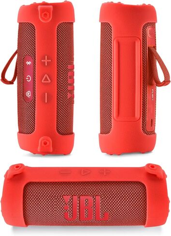 Silicone Case Cover Compatible with JBL Flip 7 Case Portable Wireless Speaker Subwoofer Resistant Drop Crash Adjustable Shoulder Strap Mountaineering Hiking Outdoor Travel Carrying (Black) in Kuwait