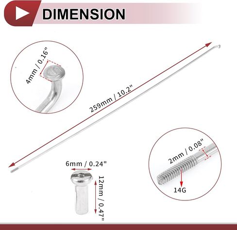 12 مجموعة متحدثة 14G دراجة 259 مم متحدث عجلات الدراجة 304 النغمة الفضية الفولاذ المقاوم للصدأ in Saudi Arabia