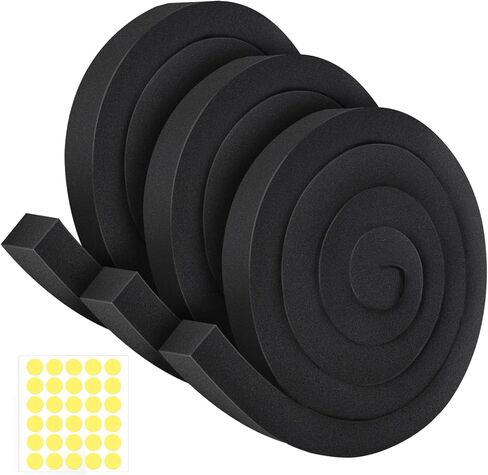 2packs شريط رغوة مكيف الهواء مع مادة لاصقة ، 1''x1'x 6.5 ft نافذة الطقس ، وارتفاع المرونة AC مجموعة SEAL SEAL عزل الرغوة لصيف الشتاء (6.5 قدم × 2 لفات ، أسود) in Kuwait