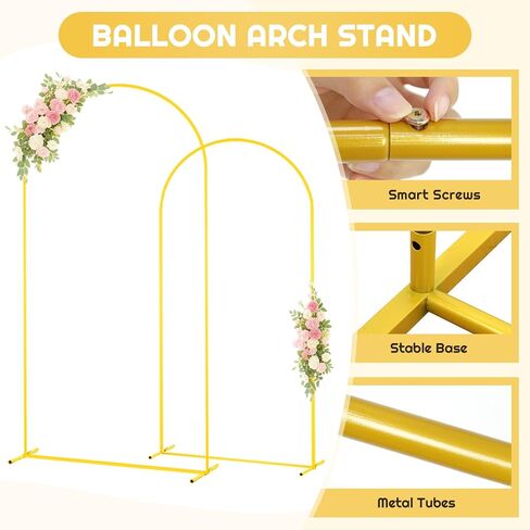 مفتوح القوس الخلفي Stand Gold Metal Arch Stand 7.2 قدم قوس البالون Stand U أقواس زفاف مزدوجة لحفل الاحتفال in Kuwait