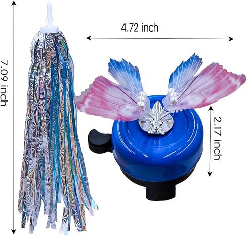 Children's Bicycle Bell - 1 Bicycle Bell with a Pearl Butterfly and 2 Handlebar Streamers for Scooter Tassels, Ideal for Kids' Bicycle Accessories. in Saudi Arabia