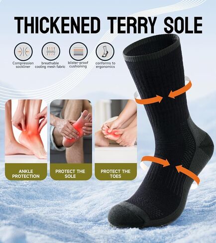 Merino Wool Hiking Socks for Men & Women Performance Thermal Winter Warm Boot Work Cushion Socks 3 Pairs in Saudi Arabia