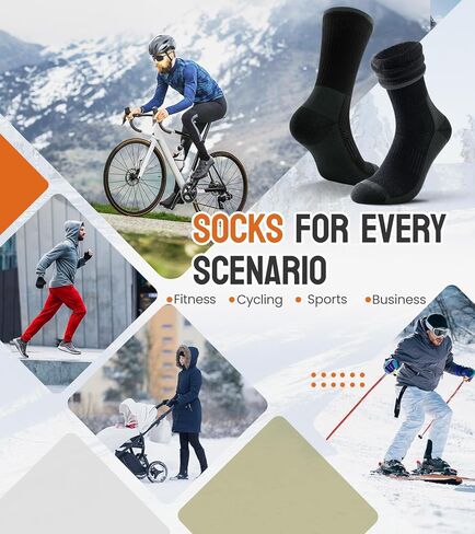 Merino Wool Hiking Socks for Men & Women Performance Thermal Winter Warm Boot Work Cushion Socks 3 Pairs in Saudi Arabia