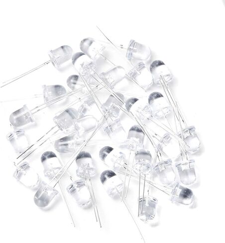 CHANZON 50 pcs 8mm Yellow LED Diode Lights (Clear Round Transparent DC 2V 20mA) Bright Lighting Bulb Lamps Electronics Components Indicator Light Emitting Diodes in Saudi Arabia
