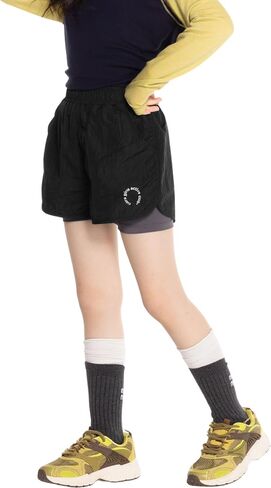 Rolanko Girls 2 in 1 Athletic Shorts Quick Dry Running Sports Active Shorts with Pockets for Kids 5-11 Y in Saudi Arabia
