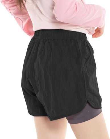 Rolanko Girls 2 in 1 Athletic Shorts Quick Dry Running Sports Active Shorts with Pockets for Kids 5-11 Y in Saudi Arabia