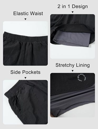 Rolanko Girls 2 in 1 Athletic Shorts Quick Dry Running Sports Active Shorts with Pockets for Kids 5-11 Y in Saudi Arabia