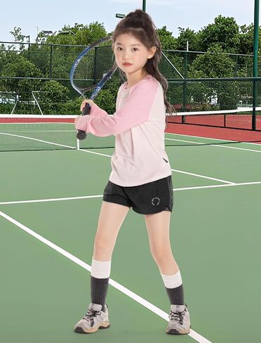 Rolanko Girls 2 in 1 Athletic Shorts Quick Dry Running Sports Active Shorts with Pockets for Kids 5-11 Y in Saudi Arabia