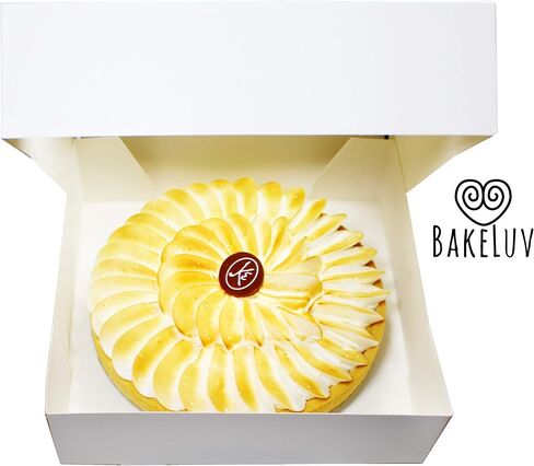 صناديق فطيرة Bakeluv لـ 9 بوصة فطيرة | أبيض ، 50 حزمة | مربع مخبز 9x9x2.5 مع نافذة ، صندوق ملفات تعريف الارتباط 9x9 ، صناديق المعجنات 9 بوصة مع نوافذ ، مربعات الكيك ، منبثقة تلقائية in Kuwait
