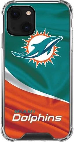 Skinit Clear Phone Case متوافق مع iPhone 13 - تصميم NFL Miami Dolphins مرخص رسميًا in Saudi Arabia
