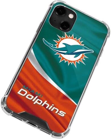 Skinit Clear Phone Case متوافق مع iPhone 13 - تصميم NFL Miami Dolphins مرخص رسميًا in Saudi Arabia