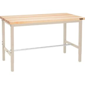 Global Industrial 72 "W × 30" D طاولة عمل قابلة للتعديل ، 1-3/4 "حافة مربعة من القيقب السميكة ، تان in Kuwait