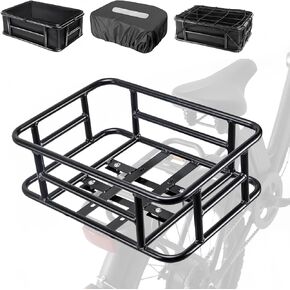Lambolt Rear Rack Bike Basket for E-Bikes & Bikes - Heavy-Duty Bicycle Basket with Waterproof Liner, Cargo Net & Rain Cover - Great for Groceries, Dogs, Pets & Daily Commutes in Saudi Arabia