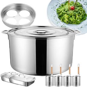 Pasta Cooker Set with 3/4 Insert Strainer Basket for Commercial, Stainless Steel Multi-Cookware Spaghetti Cooking Machine for Spicy Hot Pot/Seafood/Vermicelli,4-Hole in Saudi Arabia