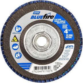 Norton Bluefire ، قرص رفرف 10-PK ، 4-1/2x7/8 36 GRIT ، قطر العجلة T29 4.5 بوصة ، حجم الشجرة 7/8 عجلات (Qty.) 10 طراز# 6625461165 in Kuwait