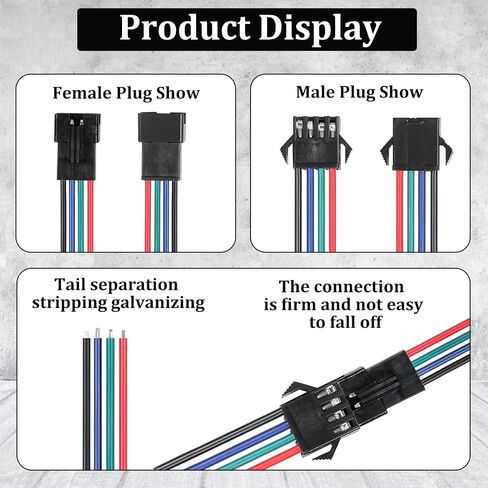 Fielect 10pairs jst sm 3pins plug male to female wire connector adapter 20cm 22awg wires for WS2812B WS2811 WS2812 WS2814 SK6812 FOCB CCT LED in Kuwait