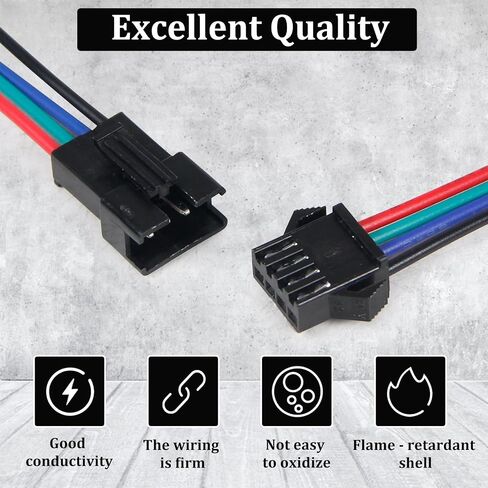 Fielect 10pairs jst sm 3pins plug male to female wire connector adapter 20cm 22awg wires for WS2812B WS2811 WS2812 WS2814 SK6812 FOCB CCT LED in Kuwait