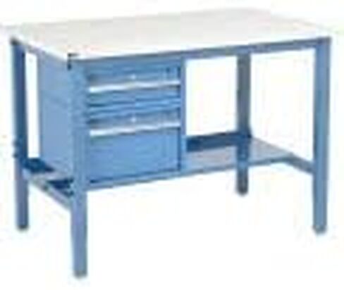 Global Industrial 48 "W X 30" D Workbench ، 1-1/4 "ESD SPIPE SPEAD EDGE مع الأدراج والرف والأزرق in Saudi Arabia