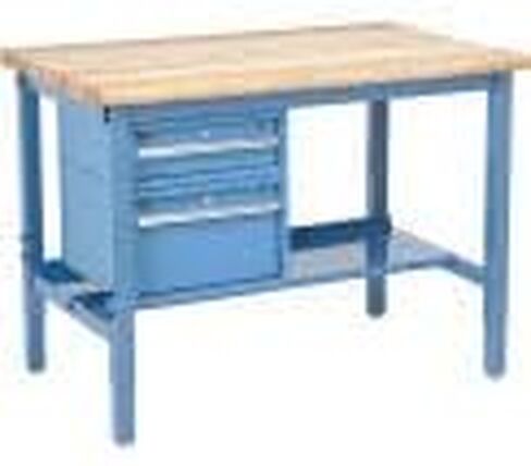 Global Industrial 48 "W X 30" D Workbench ، 1-3/4 "سلامة سطح القيقب السميك مع الأدراج والرف ، الأزرق in Saudi Arabia