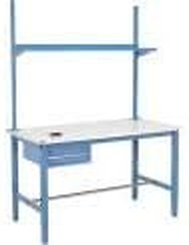 Global Industrial 60 "W x 36" D Workbench ، 1-5/8 "ESD SPAPED EDGE مع درج ، مستقيم ورف ، أزرق in Saudi Arabia