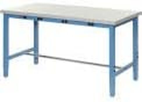 Global Industrial 96" Wx30 D Adjustable Height Workbench, Power Apron, 1-5/8" Thick Plastic Laminate Square Edge, Blue in Saudi Arabia