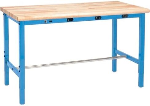 Global Industrial 72 "W × 30" د طاولة عمل قابلة للتعديل ، ساحة الطاقة ، 1-3/4 "حافة السلامة من القيقب السميكة ، الأزرق in Kuwait