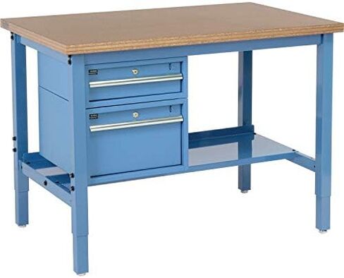 Global Industrial 48 "W X 30" D Workbench ، 1-1/2 "Shop Top Square Edge مع الأدراج والرف والأزرق in Saudi Arabia