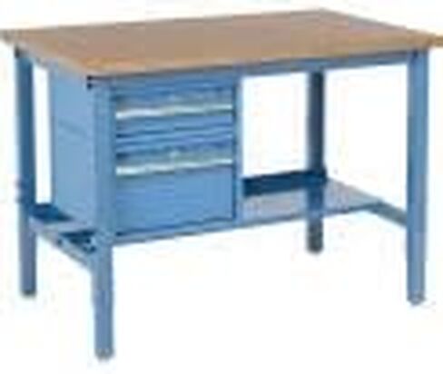 Global Industrial 48 "W X 30" D Workbench ، 1-1/2 "Shop Top Square Edge مع الأدراج والرف والأزرق in Saudi Arabia