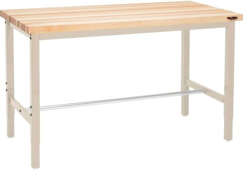 Global Industrial 72" W x 30" D Adjustable Height Workbench, 1-3/4" Thick Maple Top Square Edge, Tan in Saudi Arabia