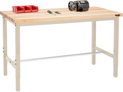 Global Industrial 72" W x 30" D Adjustable Height Workbench, 1-3/4" Thick Maple Top Square Edge, Tan in Saudi Arabia