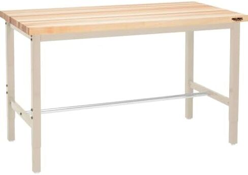 Global Industrial 72" W x 30" D Adjustable Height Workbench, 1-3/4" Thick Maple Top Square Edge, Tan in Saudi Arabia