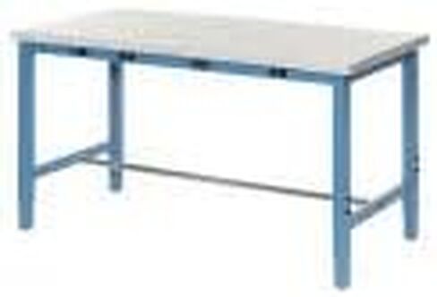 Global Industrial 60" W x 36" D Adjustable Height Workbench, Power Apron, 1-1/4" Thick ESD Laminate Safety Edge, Blue in Saudi Arabia