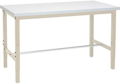 Global Industrial 96" W x 36" D Adjustable Height Workbench, 1-5/8" Thick Plastic Laminate Square Edge, Tan in Saudi Arabia