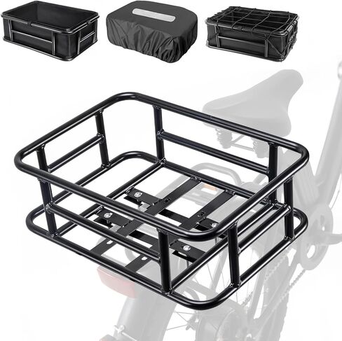 Lambolt Rear Rack Bike Basket for E-Bikes & Bikes - Heavy-Duty Bicycle Basket with Waterproof Liner, Cargo Net & Rain Cover - Great for Groceries, Dogs, Pets & Daily Commutes in Saudi Arabia