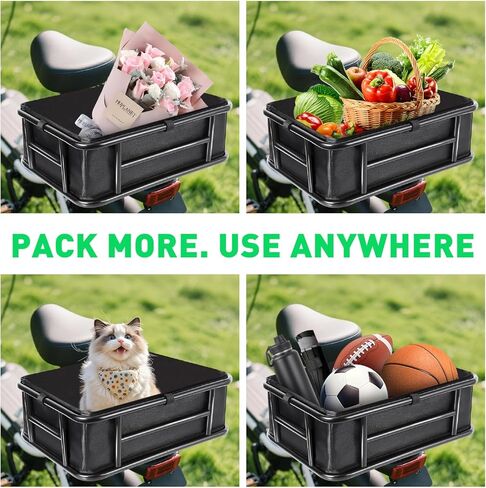 Lambolt Rear Rack Bike Basket for E-Bikes & Bikes - Heavy-Duty Bicycle Basket with Waterproof Liner, Cargo Net & Rain Cover - Great for Groceries, Dogs, Pets & Daily Commutes in Saudi Arabia