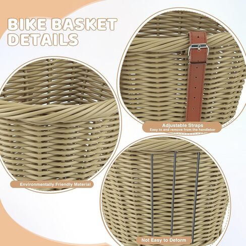 ZUKKA Bike Basket Front Adult Bike Basket for Women Front Woven Waterproof Basket with Adjustable Leather Straps Storage Bicycley Basket for Cruiser Bike Folding Bike Commuter Bike in Saudi Arabia