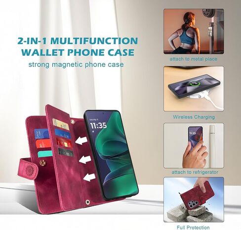 Harryshell Compatible with Samsung Galaxy S25 Ultra Wallet Detachable Magnetic Phone Case Wireless Charging [RFID Blocking] Card Slots, Cash Zipper Pocket Wrist Strap 6.9" (Floral Blue Green) in Saudi Arabia