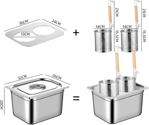 Pasta Cooker Stainless Steel Commercial Pasta Cooker Insert Set - 2/4/6 Holes Stock Pot for Cooking Vegetables, Seafood, Soups, Stews, and Pasta in Saudi Arabia