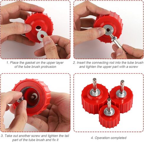 10pcs منظف أنابيب النحاس النحاسية مجموعة من فرشاة أنابيب 1/2 "3/4" 1 "و 6pcs مجموعة منظف أنابيب الأنبوب المعدنية مع قفازات لتنظيف أنابيب الأدوات النحاسية بتنظيف بتنظيف. in Saudi Arabia