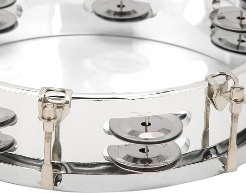 8in Tambourine Adjustable Tone Hand Drum Hand Held Percussion Educational Musical Instrument Cymbal Bells Double Row Jingle Bells with Drum Key(Transparent) in Kuwait