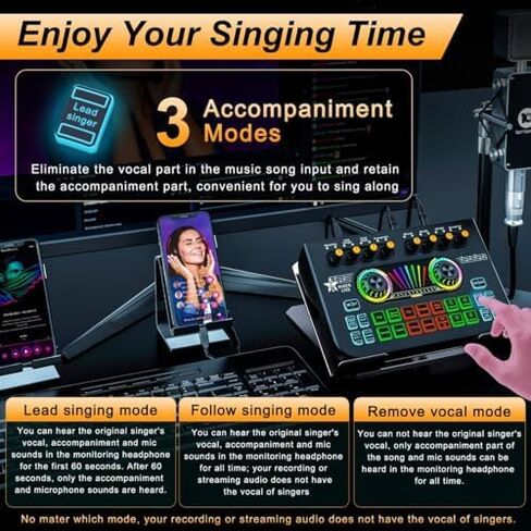 حزمة معدات البودكاست ، مع خلاط صوت بطاقة الصوت الحية ، مجهزة بميكروفون 3.5 مم ، حزمة ميكروفون بودكاست لإنشاء محتوى البث ، والتسجيل ، والغناء ، والبث المباشر in Kuwait