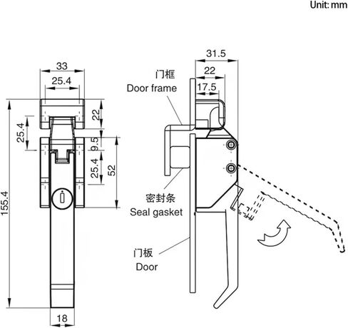 مقابض وأقفال لغرف الاختبار المقاومة للصوت أبواب الفرن أبواب البخار والتطبيقات الشاقة 1 في المائة in Kuwait