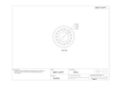 Timken 31520 مدبب أسطوانة تحمل كوب السباق الخارجي ، الفولاذ ، بوصة ، 3.000 "قطر خارجي ، 0.9375" عرض كوب in Saudi Arabia