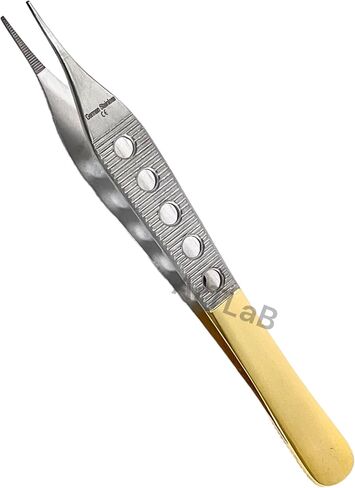 3 أجهزة كمبيوتر ألمانية مقبض الذهب غير القابل للصدأ مقبض Adson Tissue 1x2 أسنان +Adson Brown +Adson Dression ملقط 4.75 " in Saudi Arabia