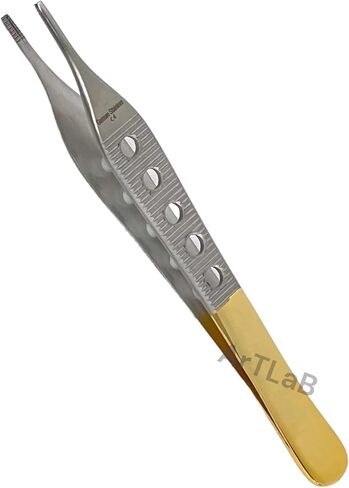 3 أجهزة كمبيوتر ألمانية مقبض الذهب غير القابل للصدأ مقبض Adson Tissue 1x2 أسنان +Adson Brown +Adson Dression ملقط 4.75 " in Saudi Arabia