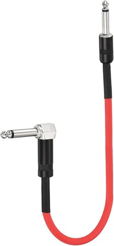 Meccanixity 1 PCS Guitar Patch Cables 22 بوصة سلك دواسة اللوحة 1/4 بوصة معدنية مستقيمة TS الزاوية اليمنى من الغيتار تصحيح الحبل الكابل لخلط تأثير الأداة ، Red in Kuwait