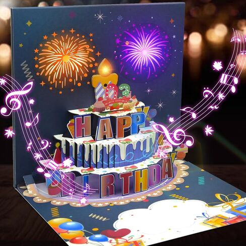 بطاقات عيد ميلاد الألعاب النارية يطفو على الكعكة الخفيفة والموسيقى ، وبطاقات المعايدة ، وهدايا عيد ميلاد سعيد للنساء أمي رجل زوجة الزوجة in Saudi Arabia