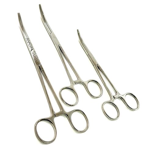 3 Pack - Hemostat Forceps Curved Serrated 6" + 8" + 10" Ratchet Locking Mechanism Clamping Tissue Forceps Ideal for Nurses, Fishing, Crafts and Hobby in Kuwait